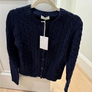 Aritzia Sunday Best Taylor Navy Cable Knit Cardigan